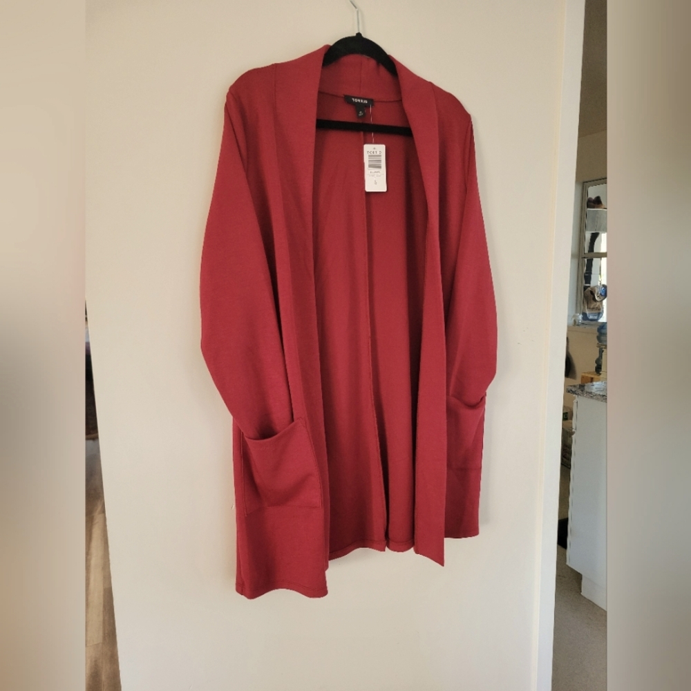 TORRID US 12 Red Open Front Cardigan